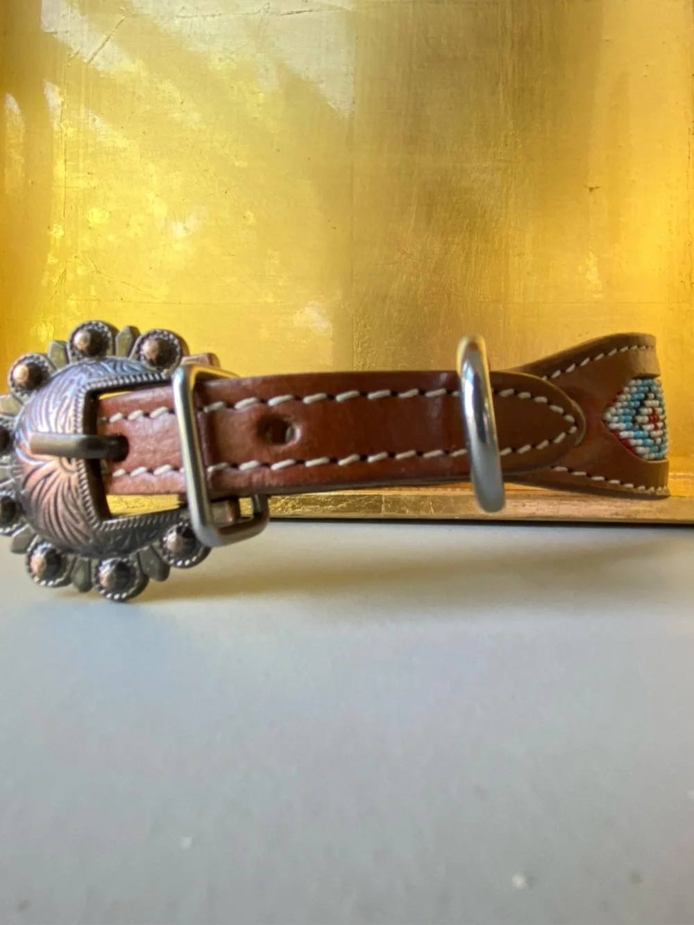 Stunning Beaded Leather Dog Collar by Showman Couture. Size M. NWOT.